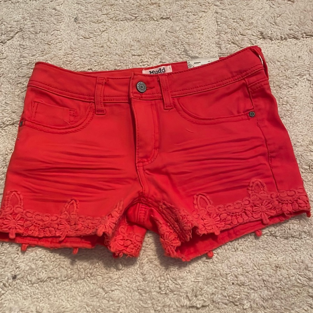 Girls size 14 red/pink/coral shorts.